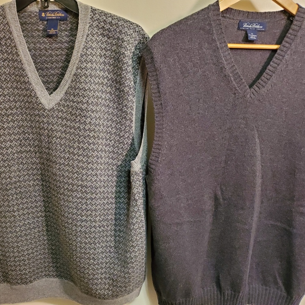 Lot of 2ea Brooks brothers wool sweater vest XL